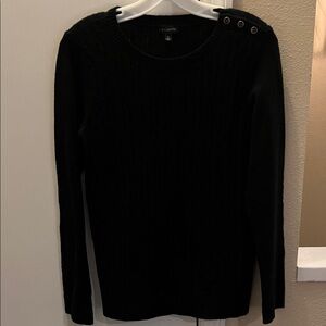 Talbots Black Knit Pullover with Shoulder Buttons